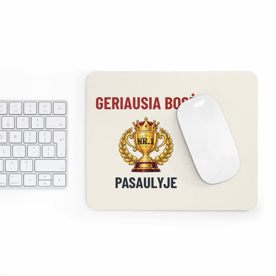 Pelės kilimėlis „Geriausia bosė pasaulyje“ ant stalo