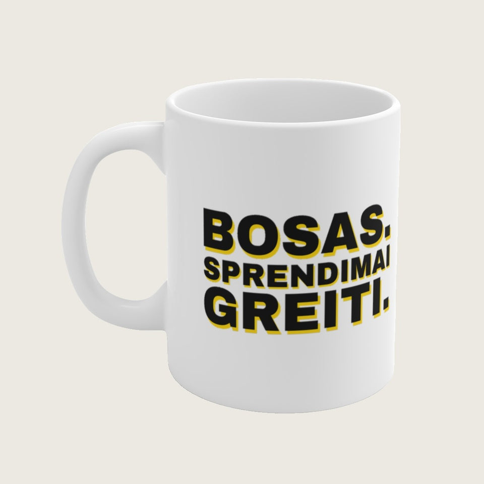 Puodelis „Bosas. Sprendimai greiti.“ – vaizdas 2