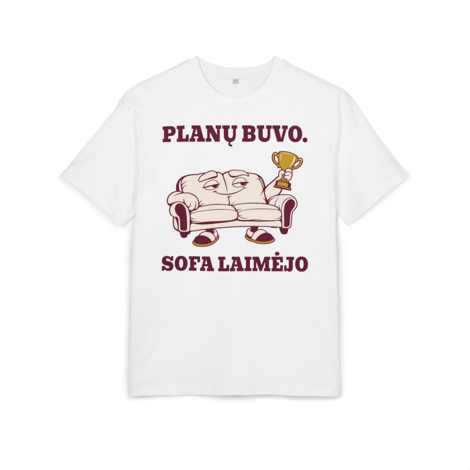 Planų buvo. Sofa laimėjo · Marškinėliai · front