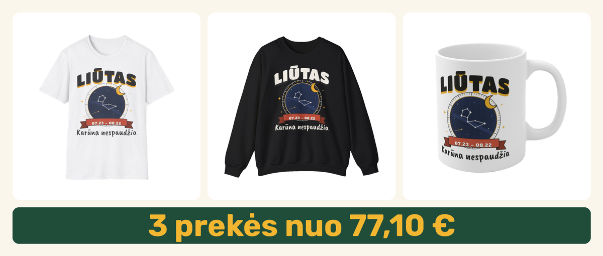 Rinkinys gimtadieniui: marškinėliai, džemperis ir puodelis – 3 prekės nuo 77,10 €