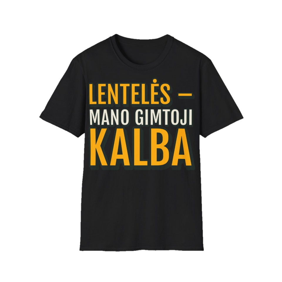 Marškinėliai „Lentelės – mano gimtoji kalba“ – juoda