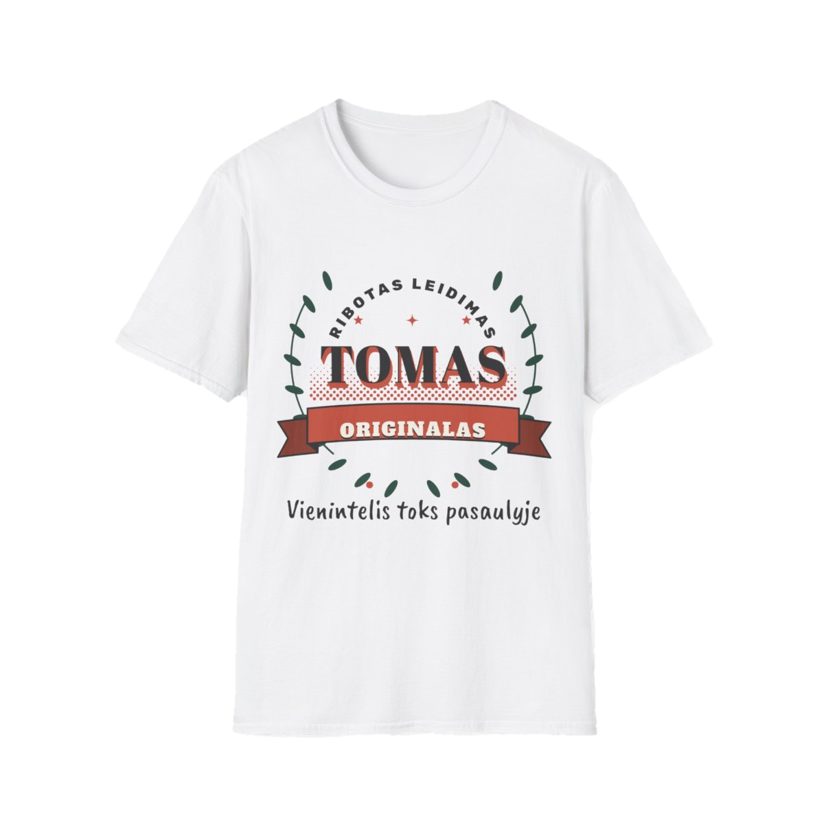 Marškinėliai „Tomas. Ribotas leidimas“ – balta