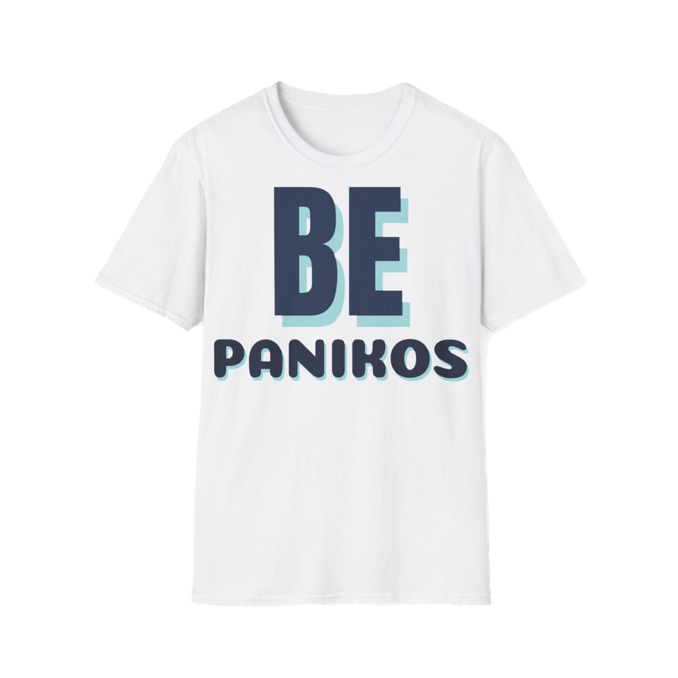 Marškinėliai „Be panikos“ – balta