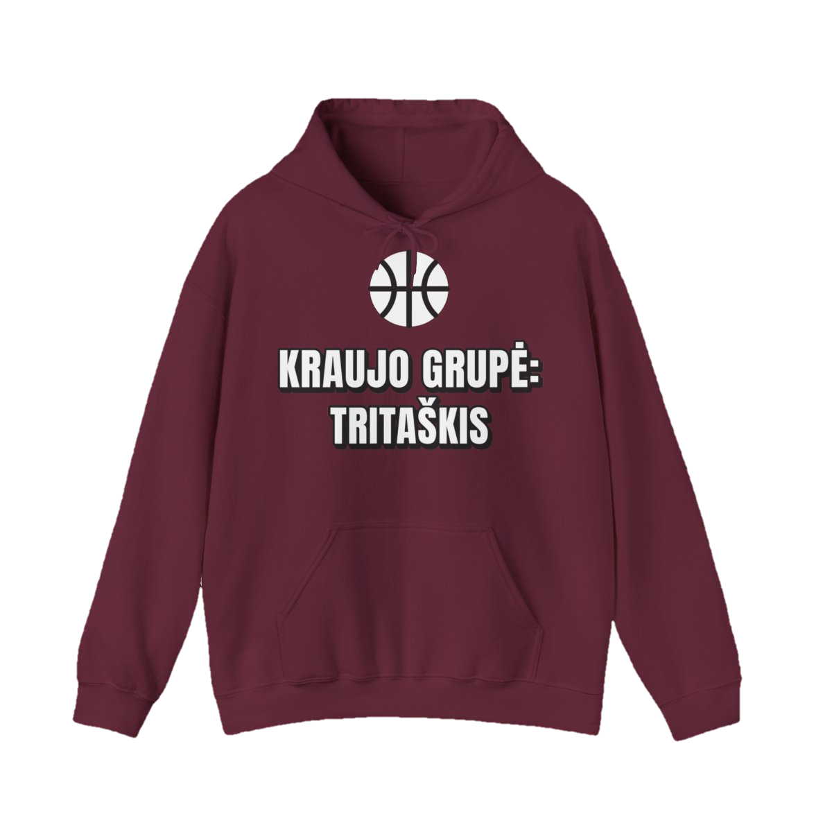 Džemperis su gobtuvu „Kraujo grupė: tritaškis“ – bordo