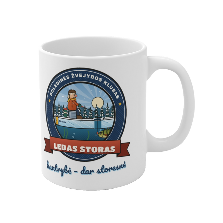 Puodelis „Ledas storas, kantrybė – dar storesnė“ – vaizdas 1