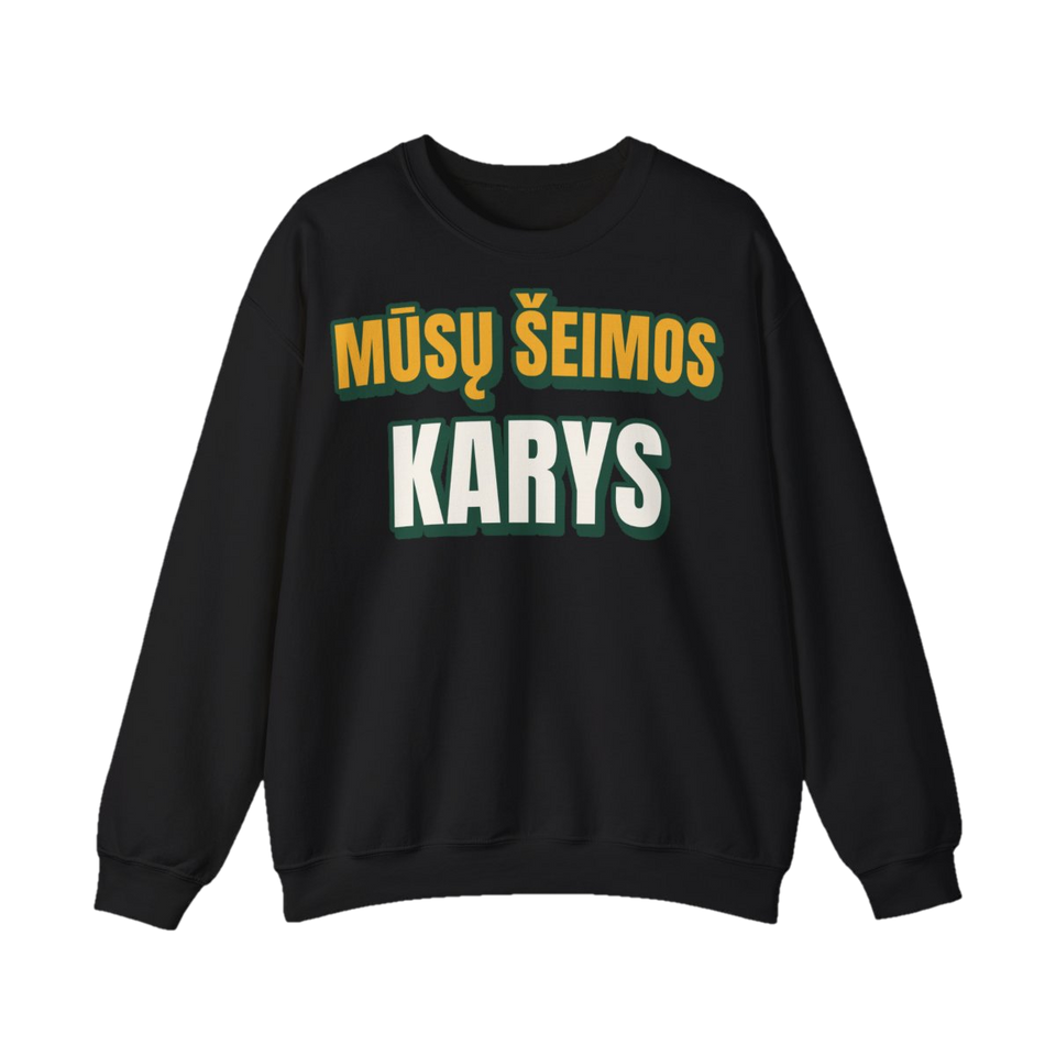 Džemperis „Mūsų šeimos karys“ – juoda