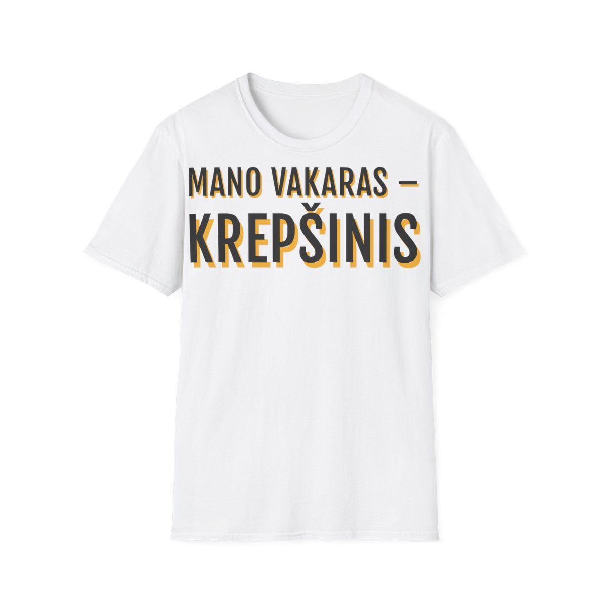 Marškinėliai „Mano vakaras – krepšinis“ – balta