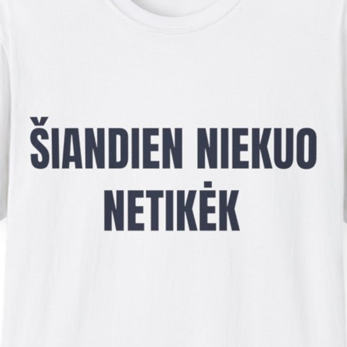 Šiandien niekuo netikėk · Marškinėliai · spauda priekyje
