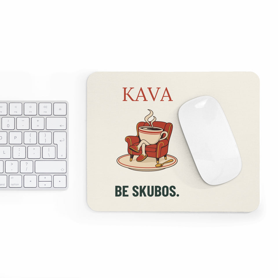 Pelės kilimėlis „Kava be skubos“ ant stalo