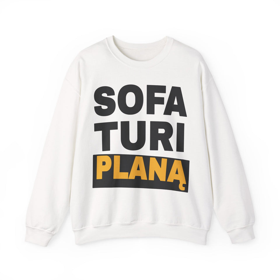 Sofa turi planą.