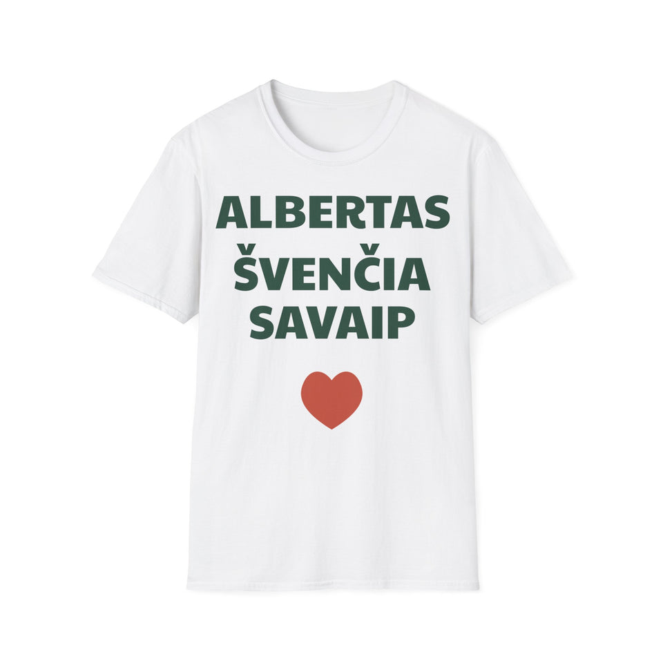 Albertas švenčia savaip — Marškinėliai, spauda priekyje