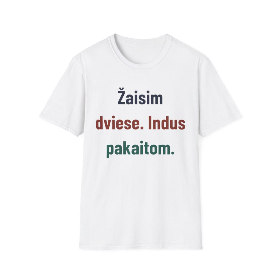 Žaisim dviese. Indus pakaitom. · Marškinėliai · Balta