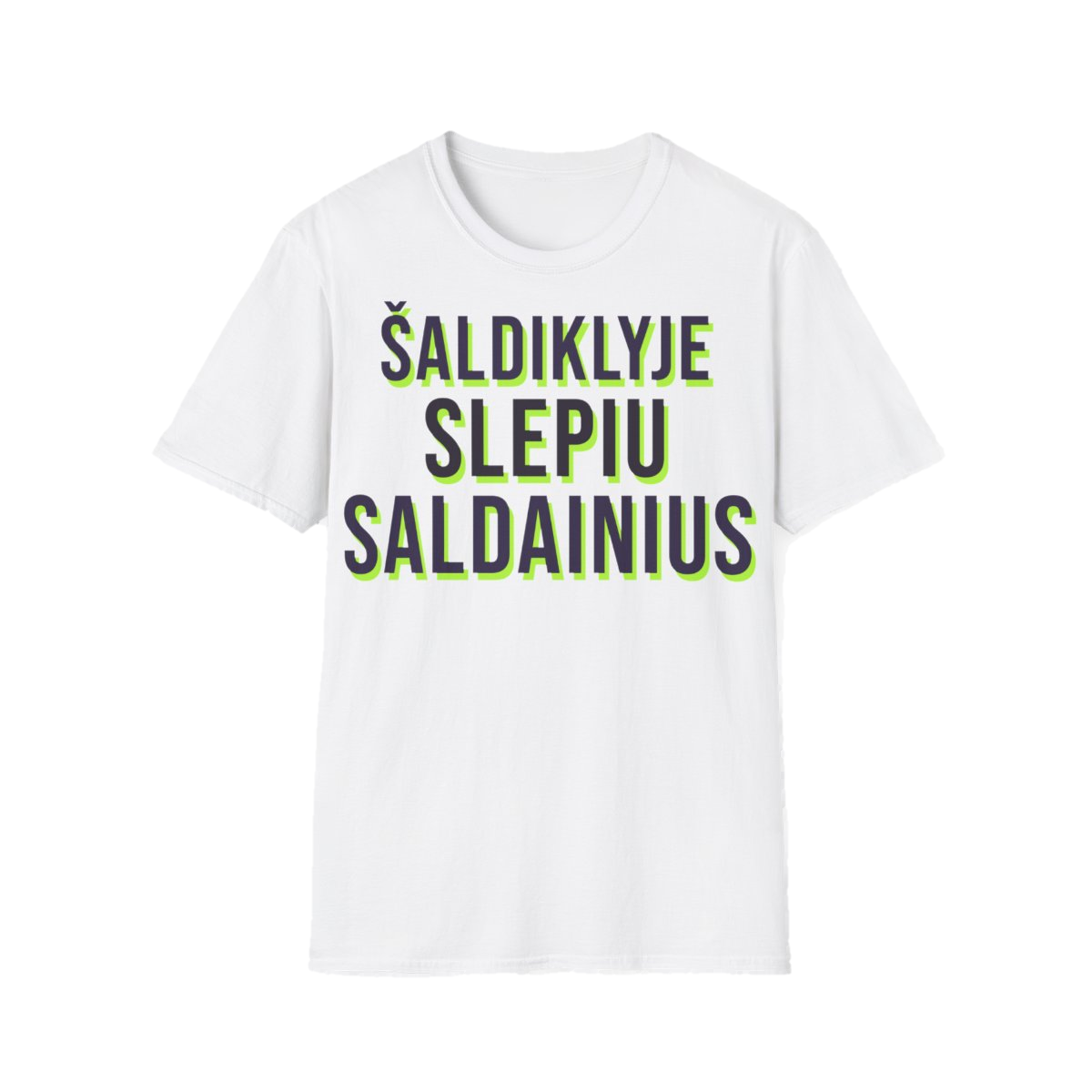 Marškinėliai „Šaldiklyje slepiu saldainius“ – balta