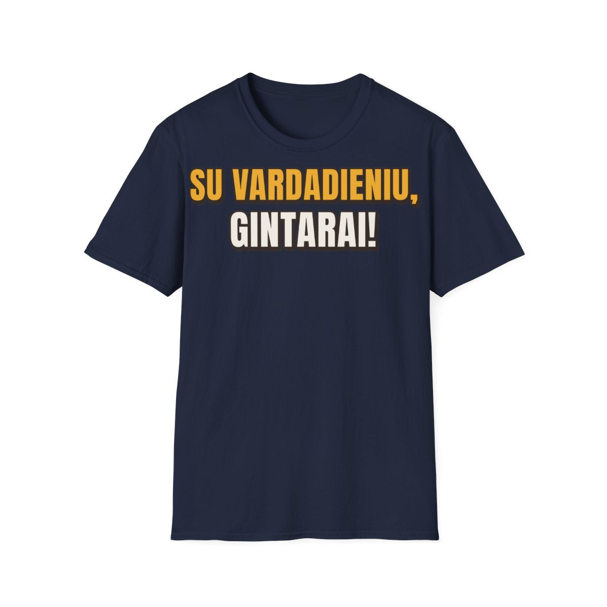 Marškinėliai „Su vardadieniu, Gintarai!“ – tamsiai mėlyna