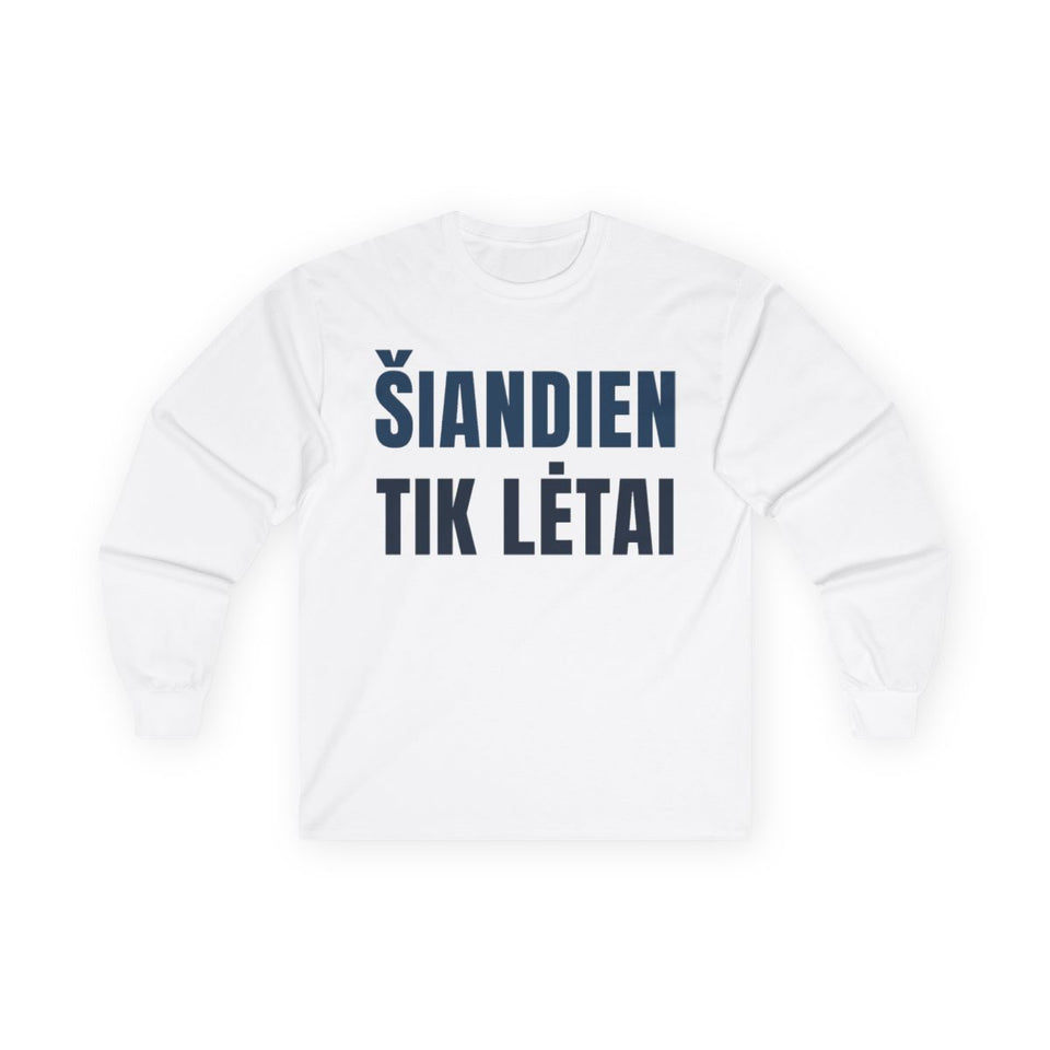 Ilgarankoviai marškinėliai „Šiandien tik lėtai“ – balta