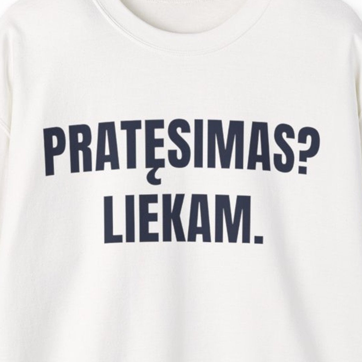 Pratęsimas? Liekam. · Džemperis · spaudos vaizdas iš arti