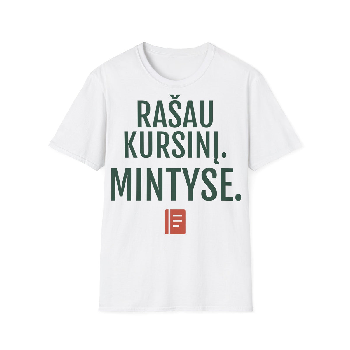 Rašau kursinį. Mintyse. — Marškinėliai, spaudos pusė