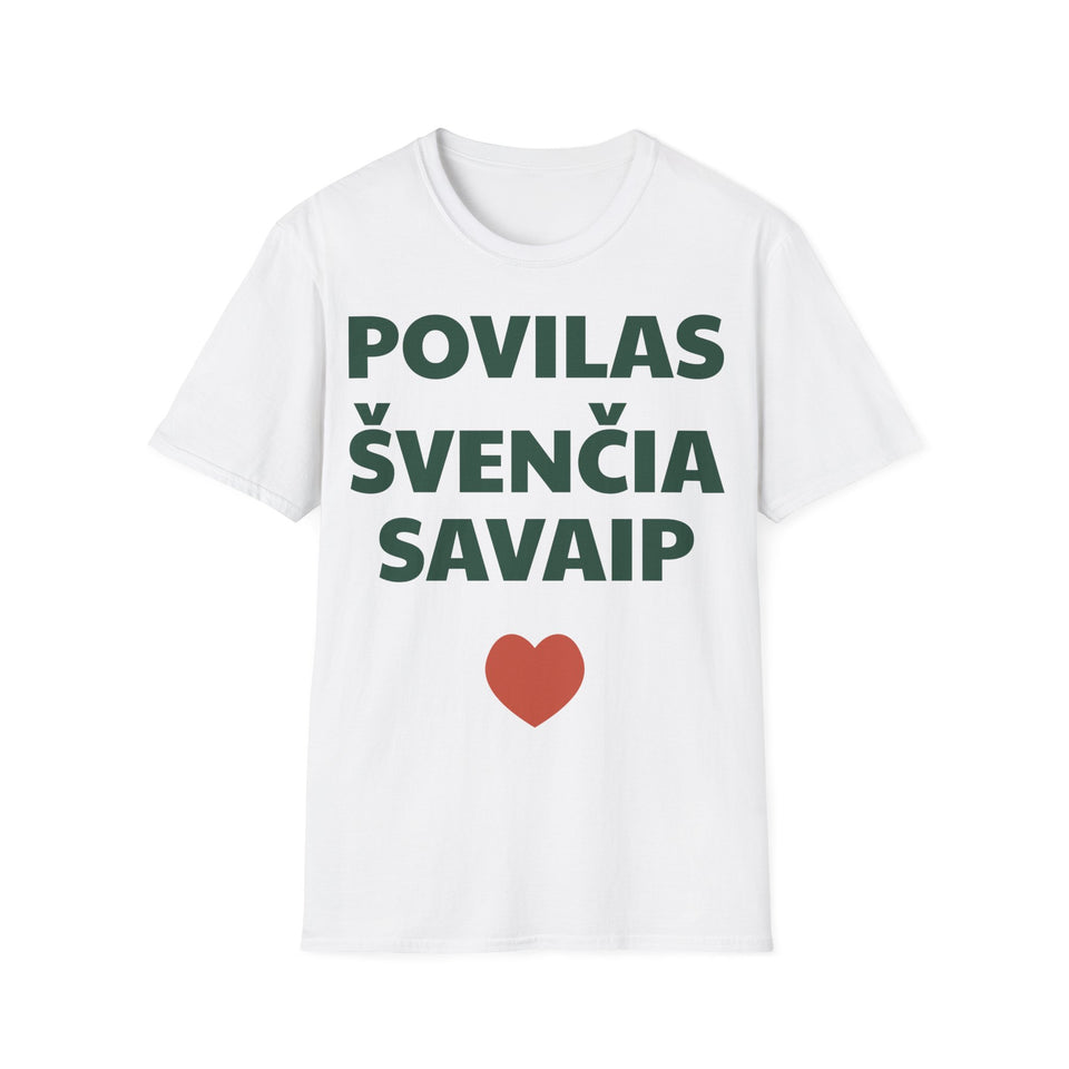 Povilas švenčia savaip — Marškinėliai, spauda priekyje