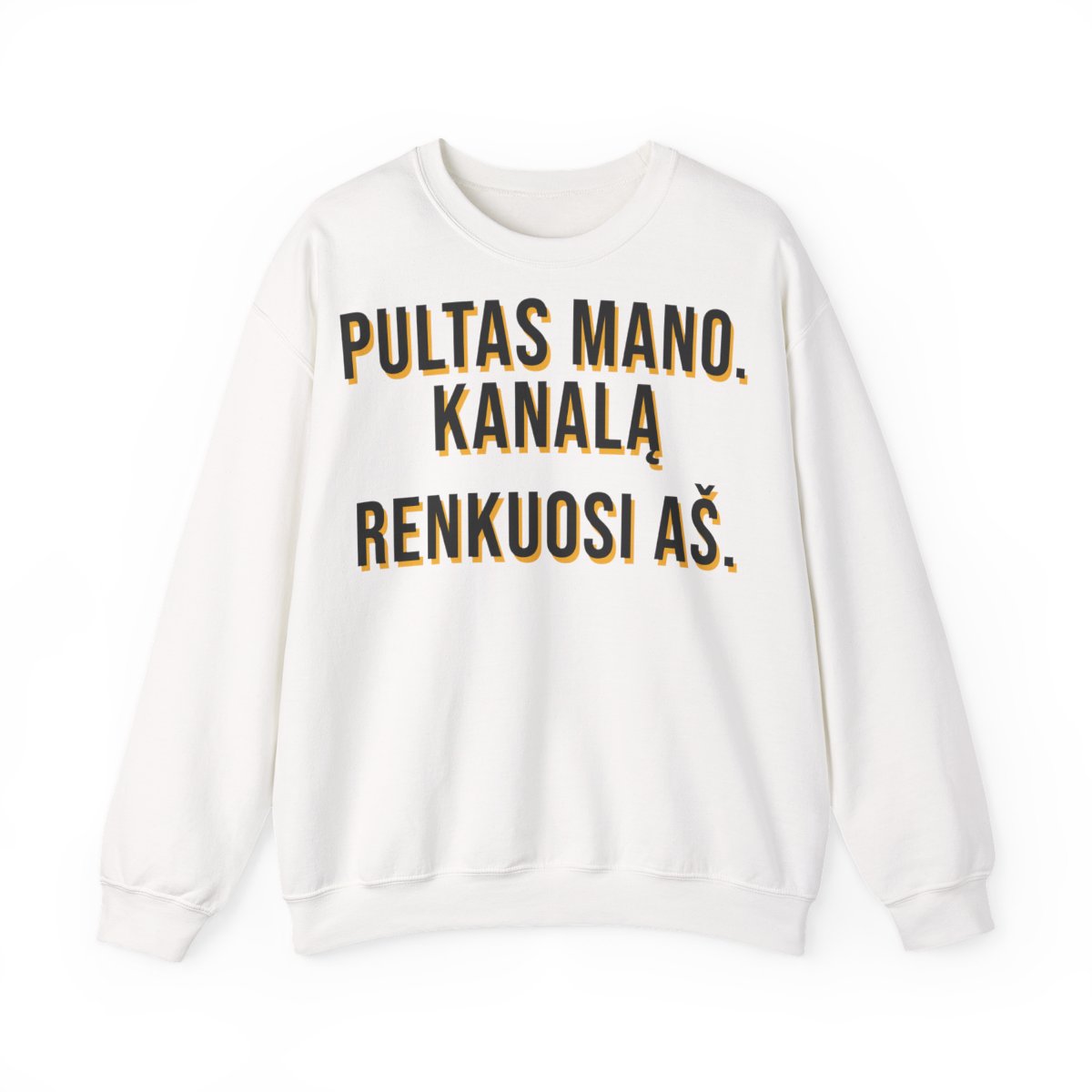 Džemperis „Pultas mano. Kanalą renkuosi aš.“ – balta