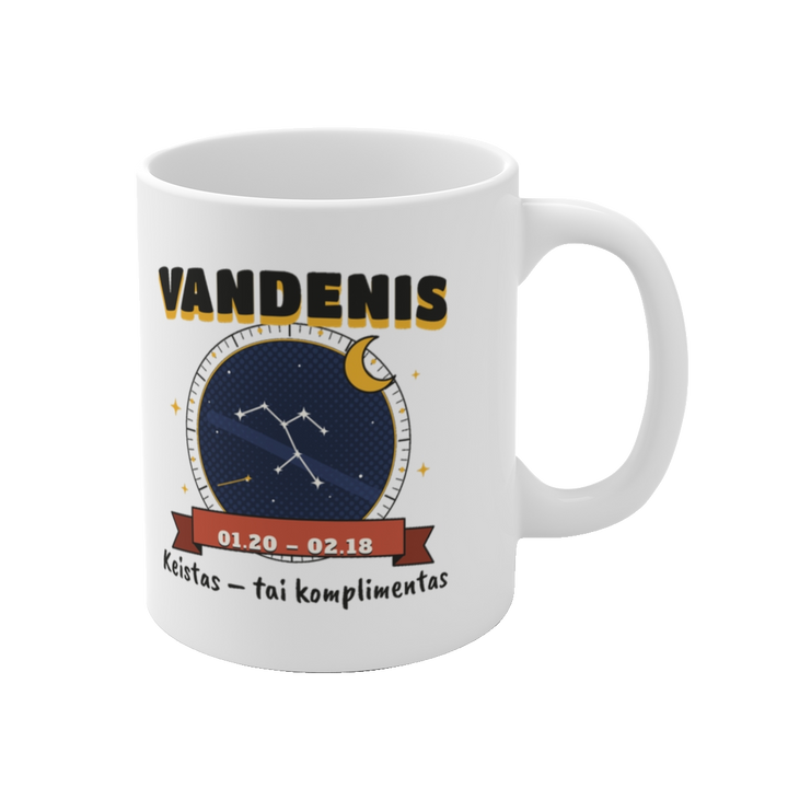 Puodelis „Vandenis: Keistas – tai komplimentas“ – vaizdas iš dešinės