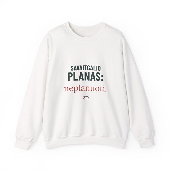 Džemperis be gobtuvo „Savaitgalio planas: neplanuoti“ – Gildan 18000 gaminio vaizdas 1