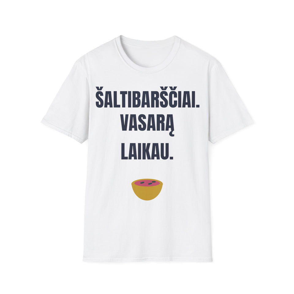 Šaltibarščiai. Vasarą laikau. — Marškinėliai, spauda priekyje
