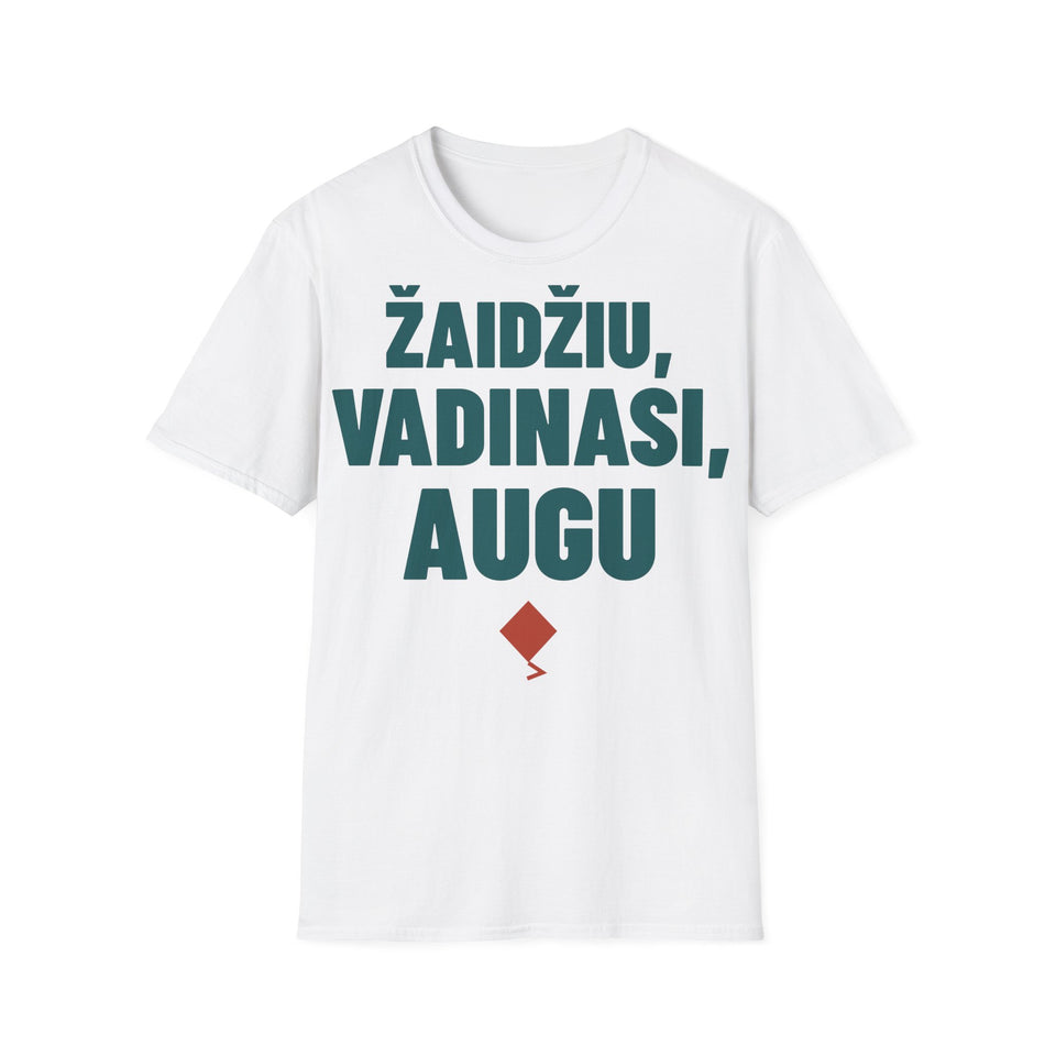 Žaidžiu, vadinasi, augu — Marškinėliai, spaudos pusė