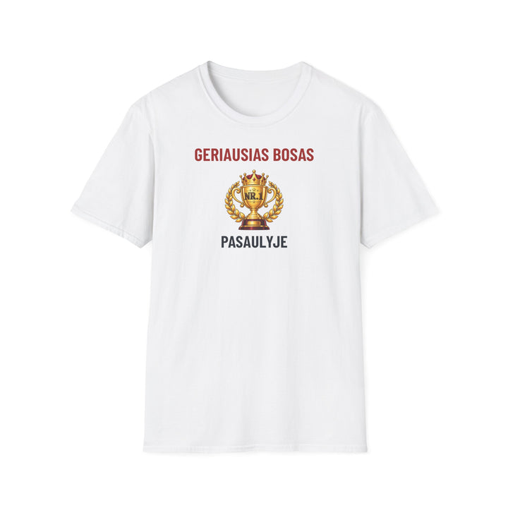 Marškinėliai „Geriausias bosas pasaulyje“ – Balta