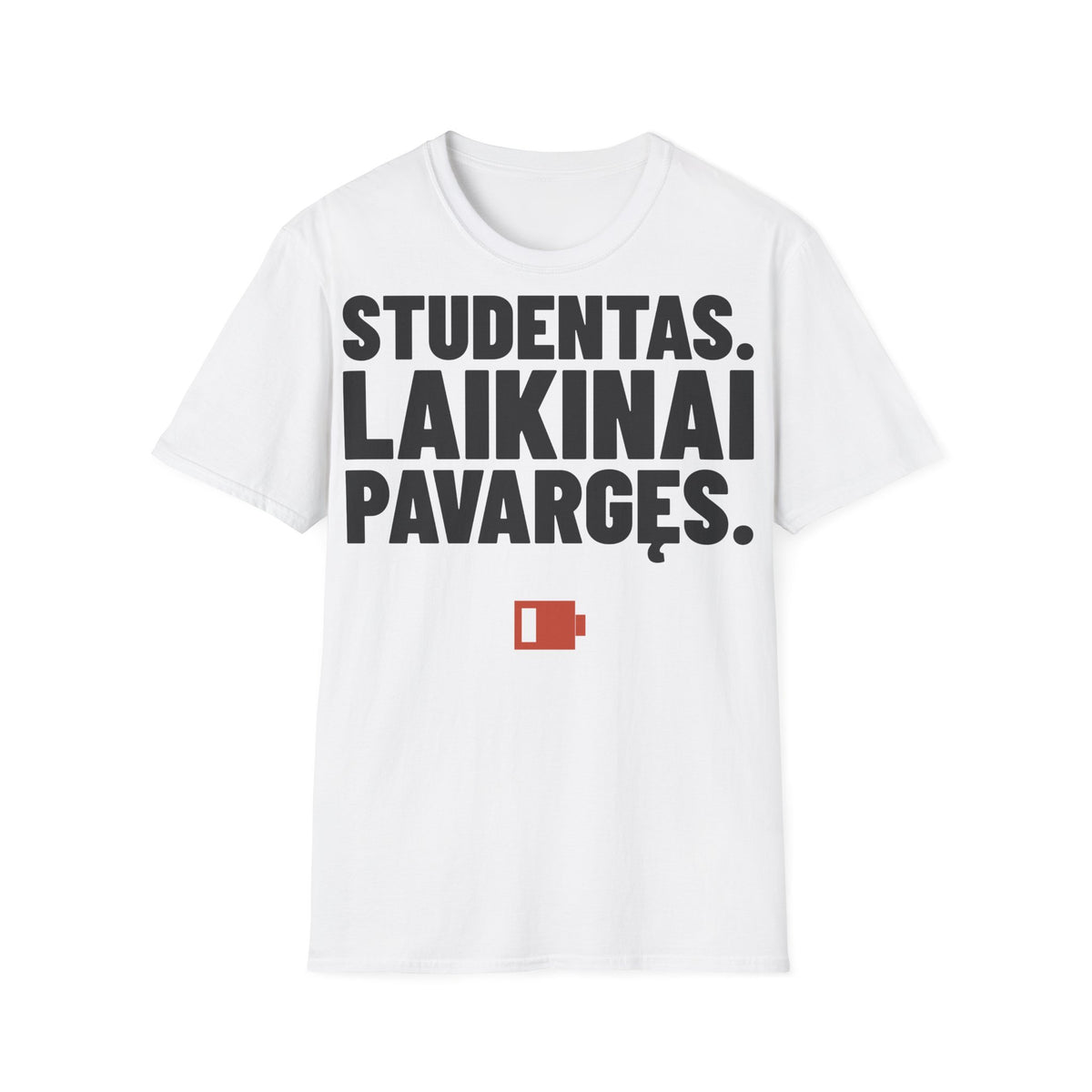 Studentas. Laikinai pavargęs. — Marškinėliai, spaudos pusė