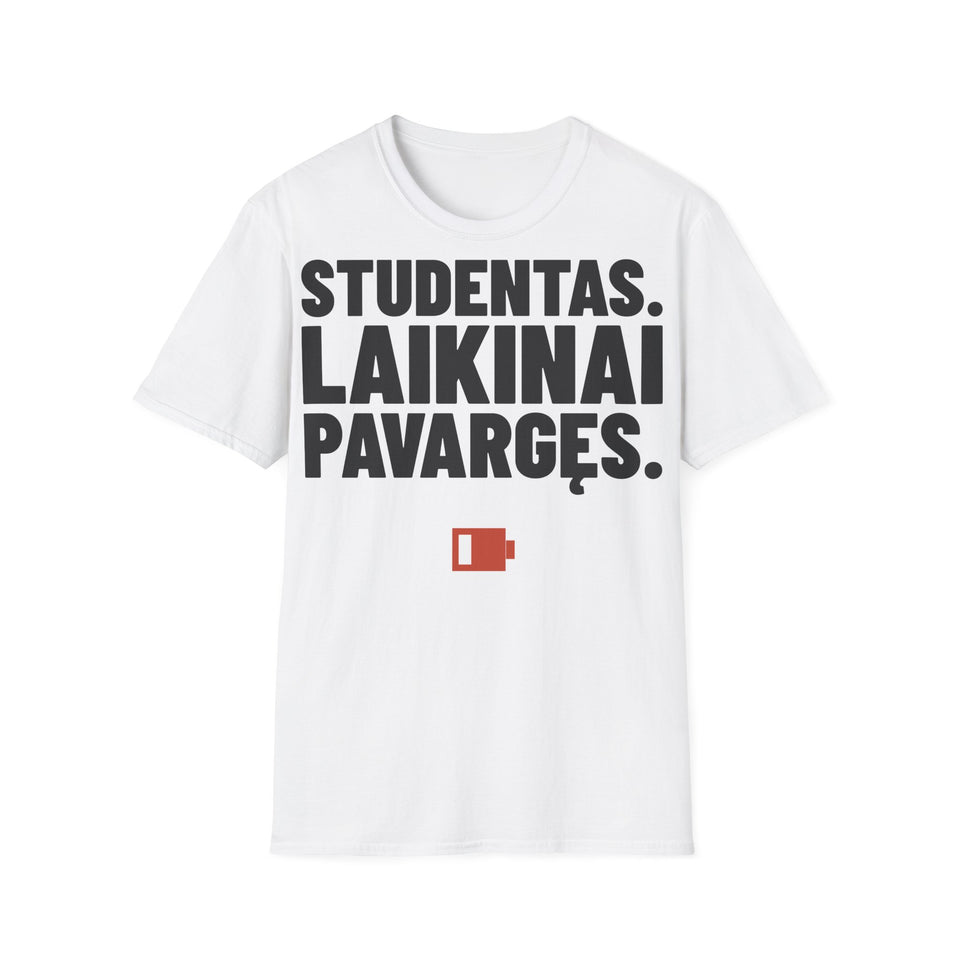 Studentas. Laikinai pavargęs. — Marškinėliai, spaudos pusė