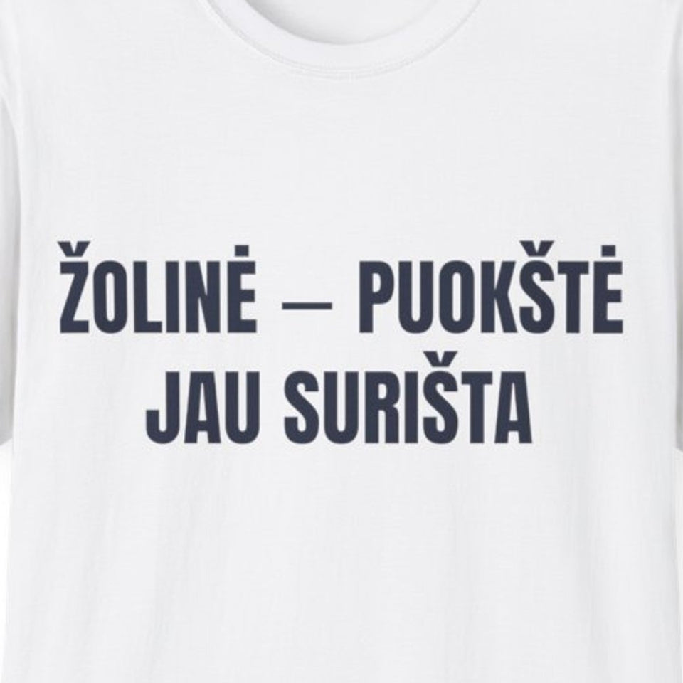 Žolinė suburia — Marškinėliai, spaudos vaizdas