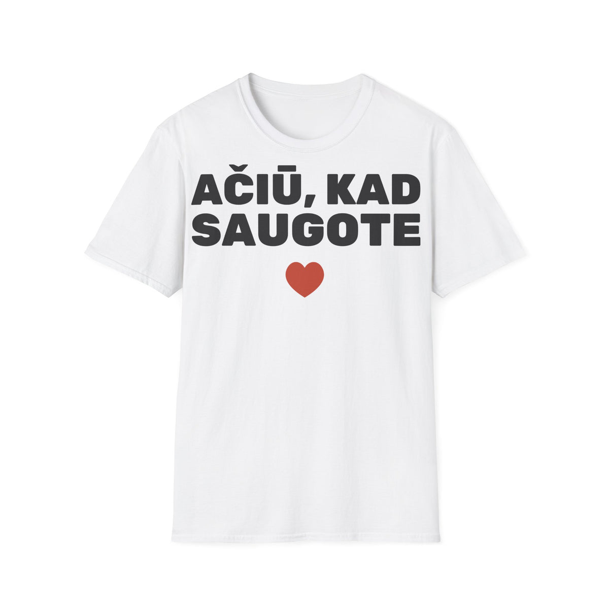 Ačiū, kad saugote — Marškinėliai, spaudos pusė