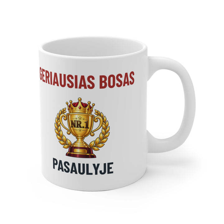 Puodelis „Geriausias bosas pasaulyje“ – Balta