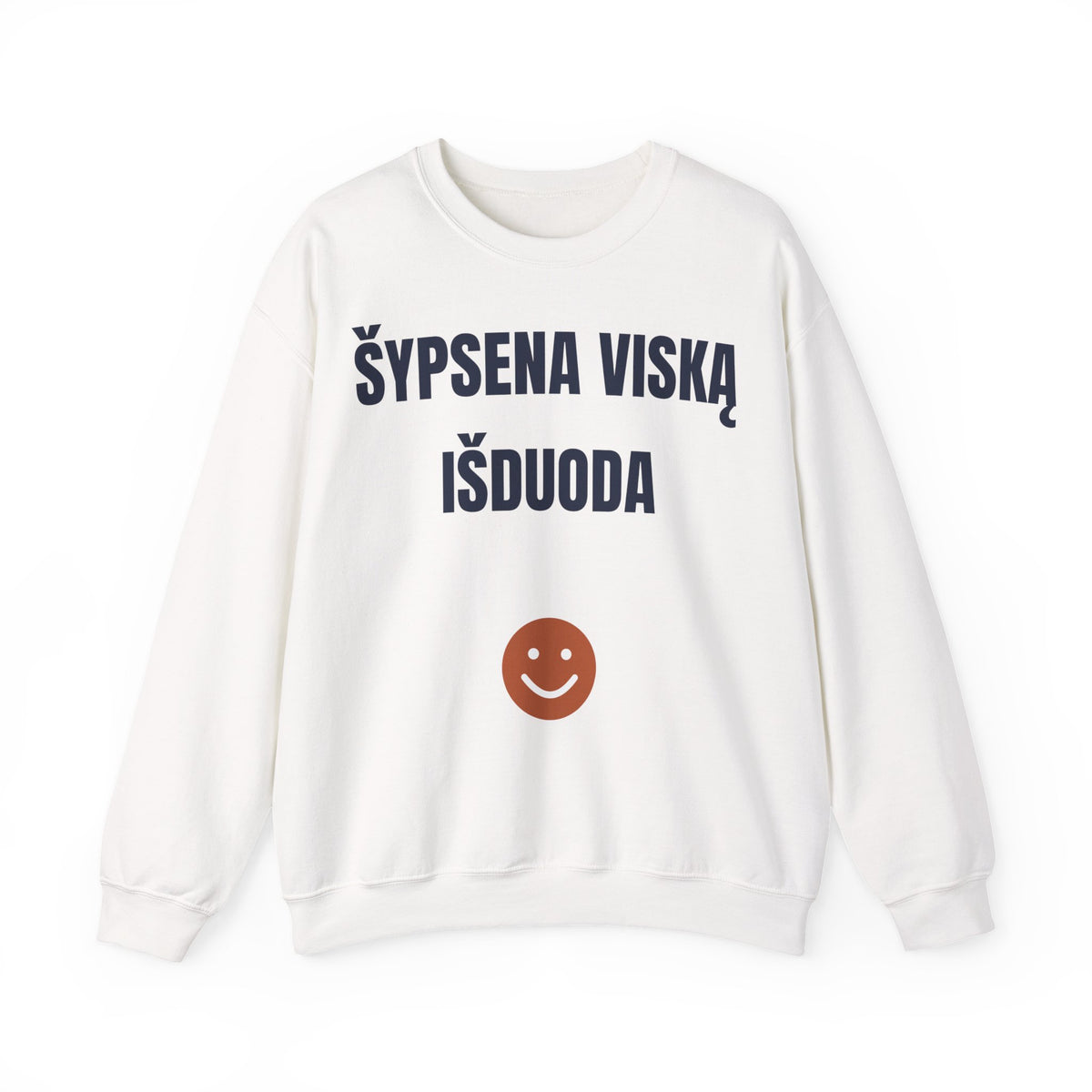 Šypsena viską išduoda — Džemperis, spaudos vaizdas