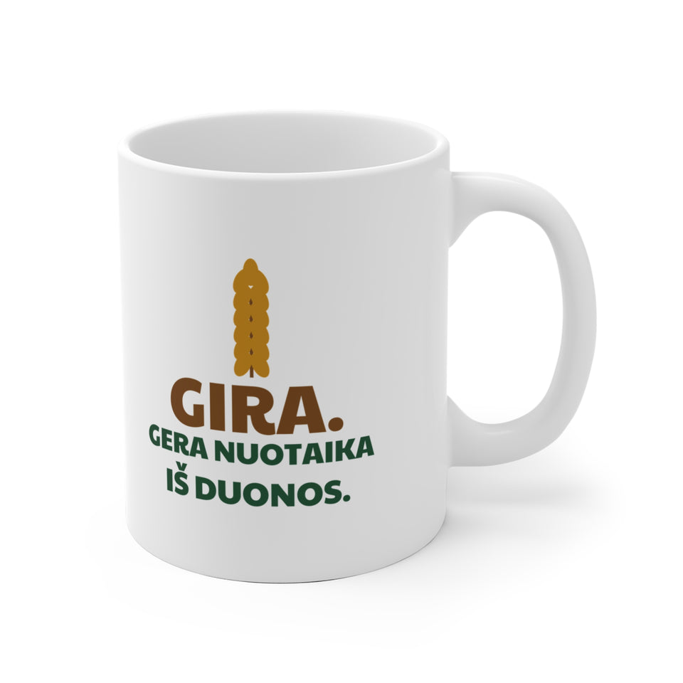 Gira. Gera nuotaika iš duonos. – puodelis, spaudos vaizdas