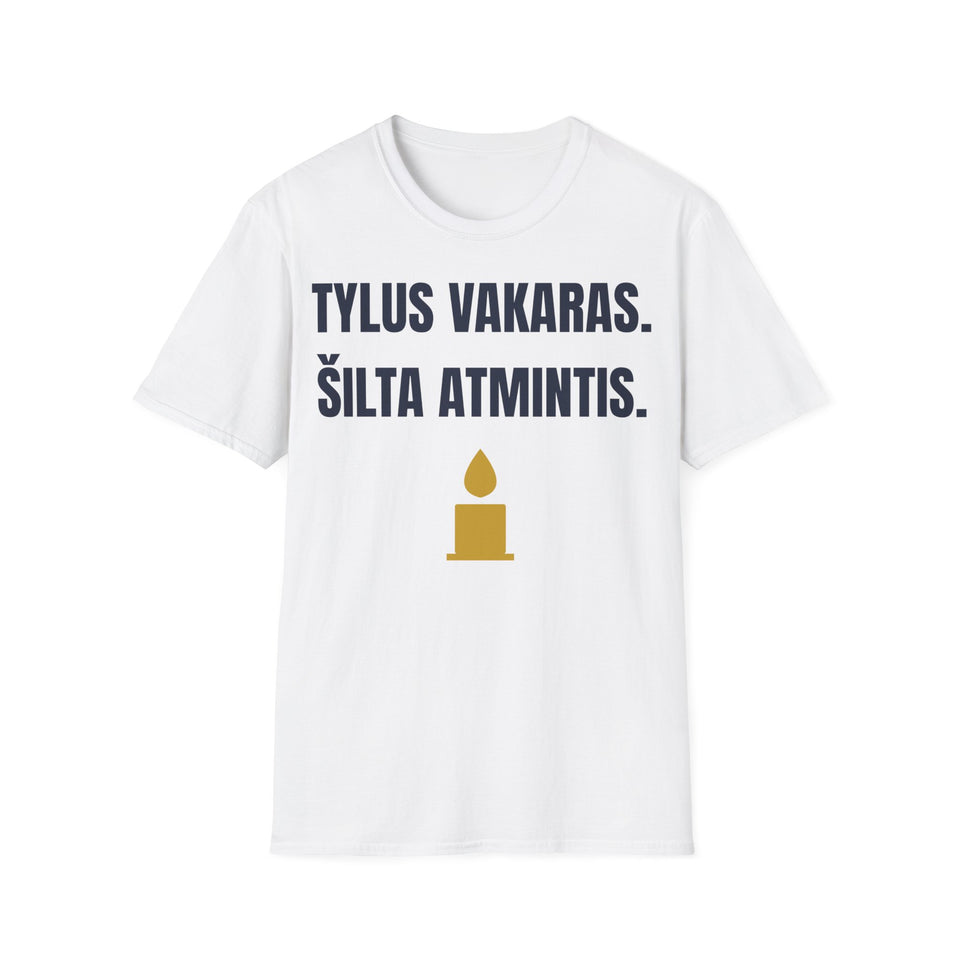 Tylus vakaras. Šilta atmintis. — Marškinėliai, spauda priekyje