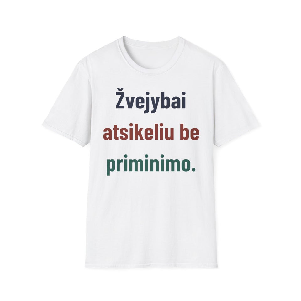Žvejybai atsikeliu be priminimo. · Marškinėliai · Balta