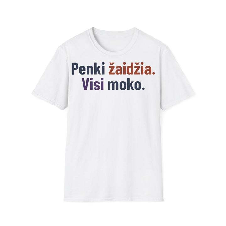 Penki žaidžia. Visi moko.