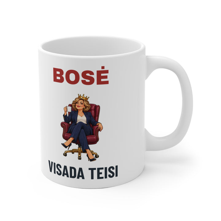 Puodelis „Bosė visada teisi“ – Balta