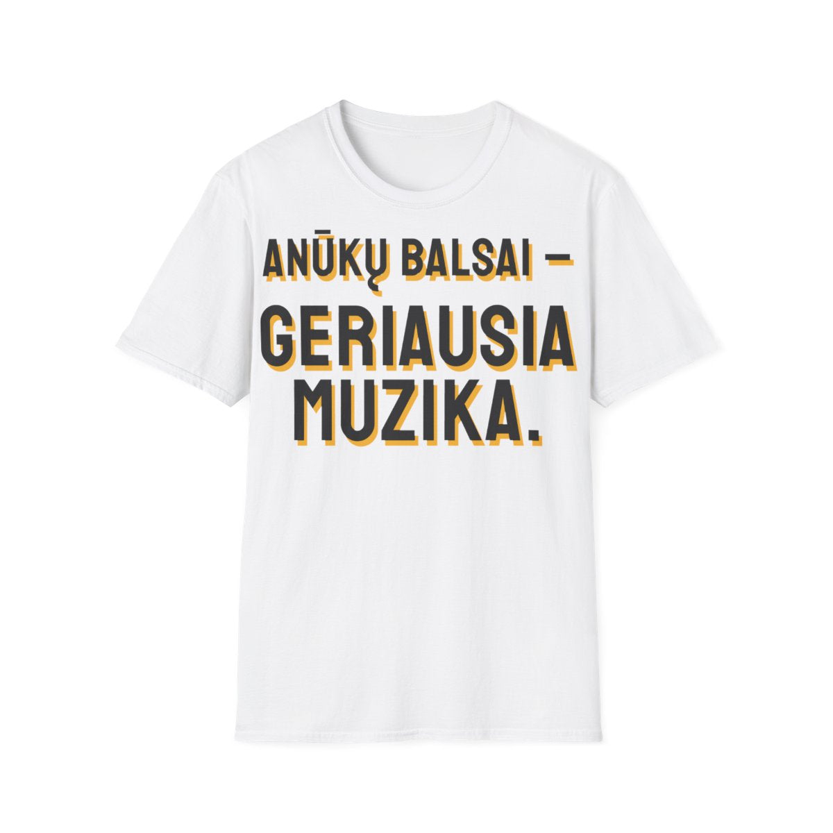 Marškinėliai „Anūkų balsai – geriausia muzika.“ – balta