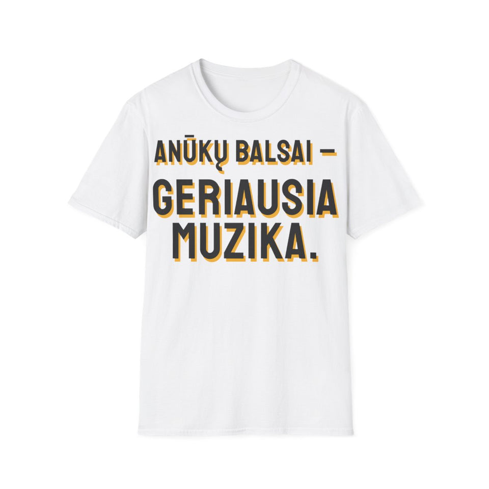 Marškinėliai „Anūkų balsai – geriausia muzika.“ – balta
