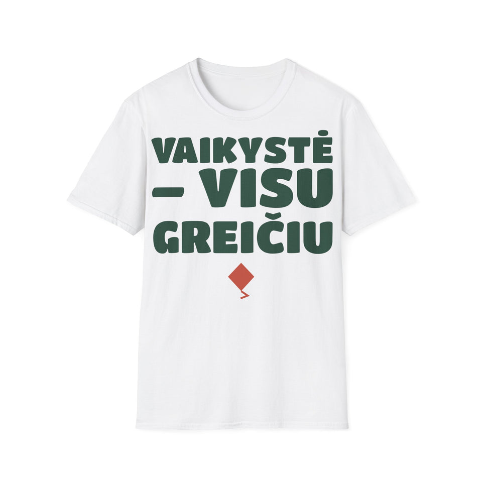 Vaikystė – visu greičiu — Marškinėliai, spaudos pusė