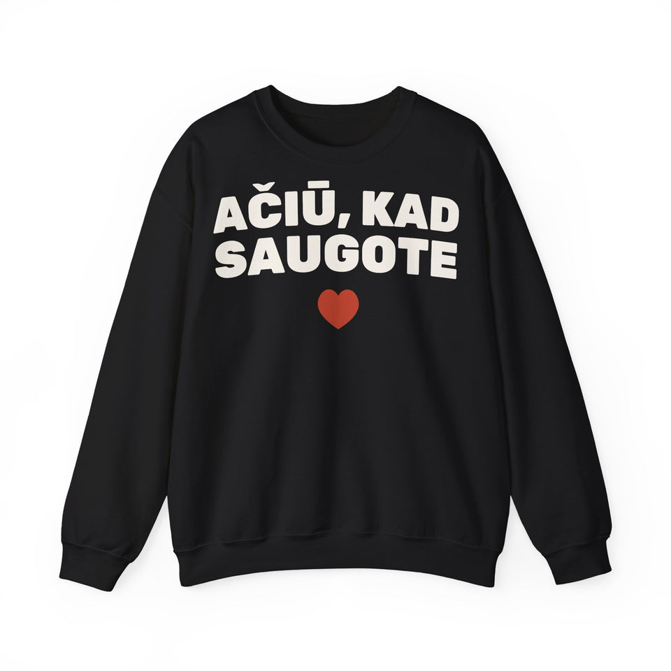 Ačiū, kad saugote — Džemperis, spaudos pusė