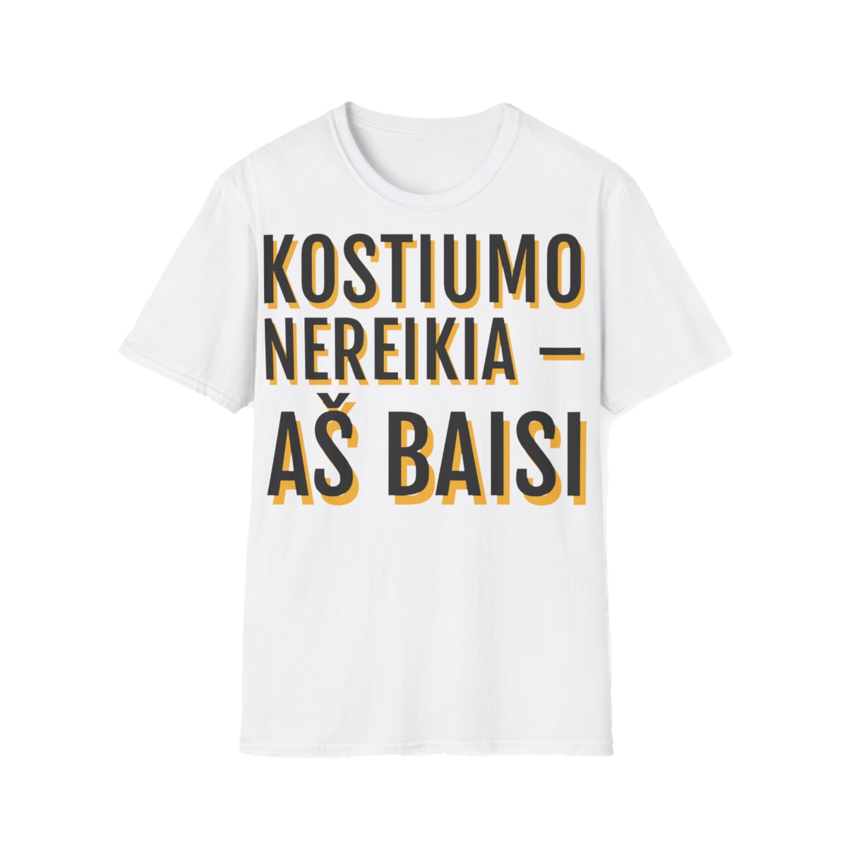 Marškinėliai „Kostiumo nereikia – aš baisi“ – balta