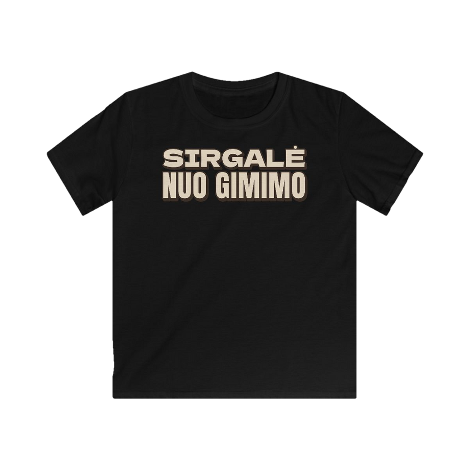 Vaikiški marškinėliai „Sirgalė nuo gimimo“ – juoda