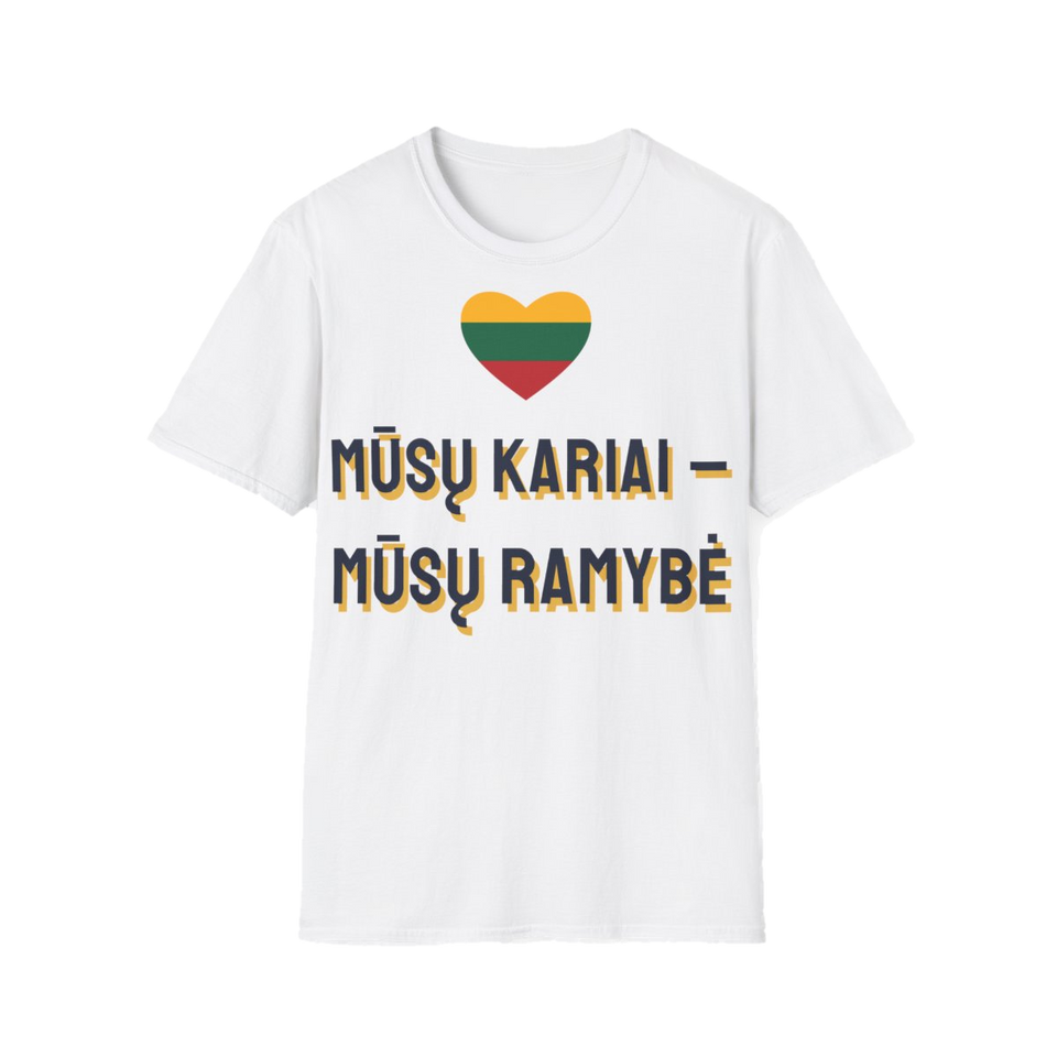 Marškinėliai „Mūsų kariai – mūsų ramybė“ – balta
