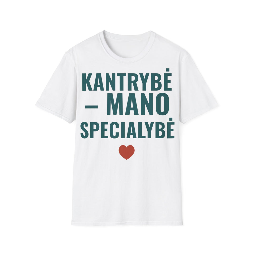 Kantrybė – mano specialybė — Marškinėliai, spaudos pusė