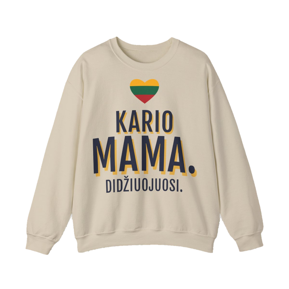 Džemperis „Kario mama. Didžiuojuosi.“ – smėlinė