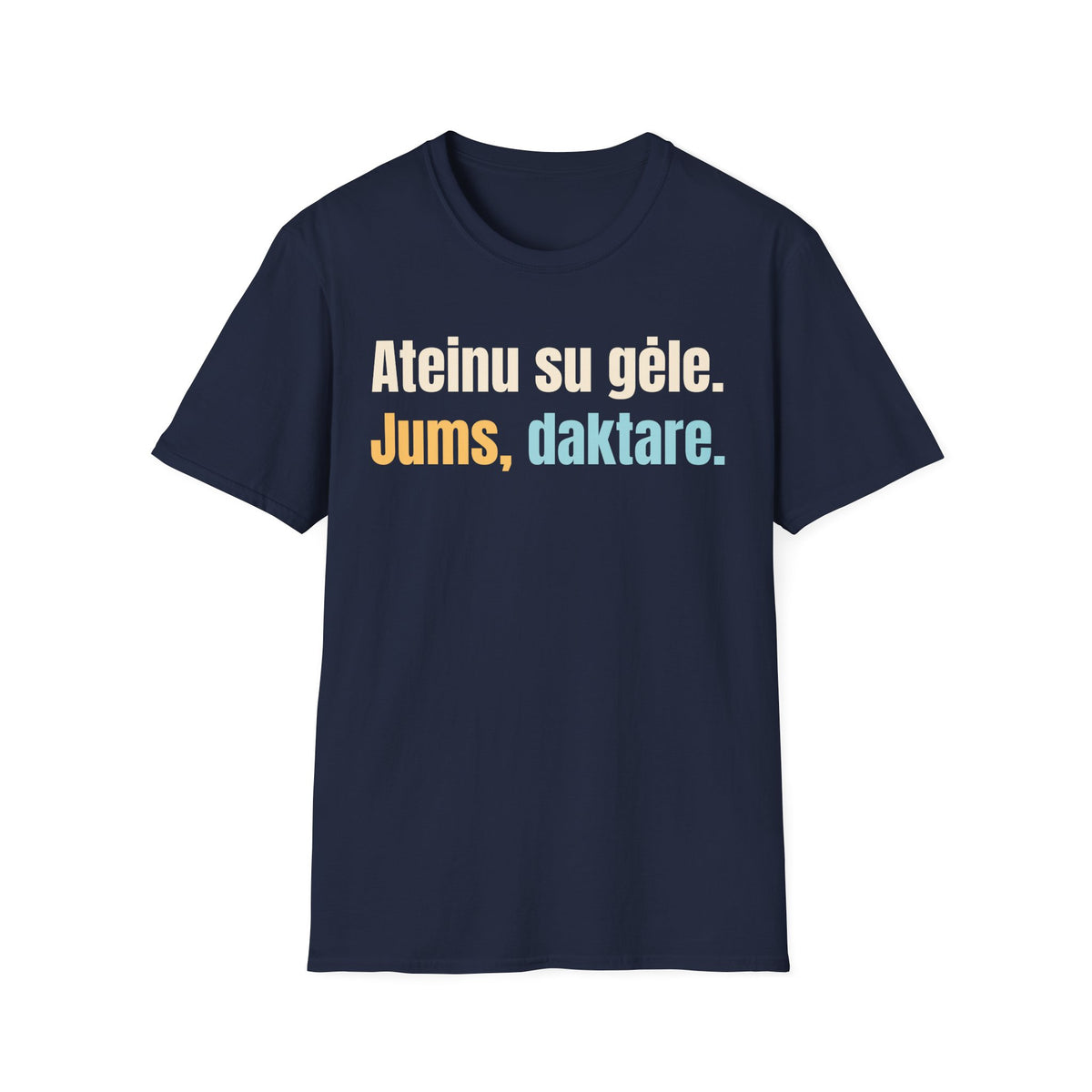Ateinu su gėle. Jums, daktare.