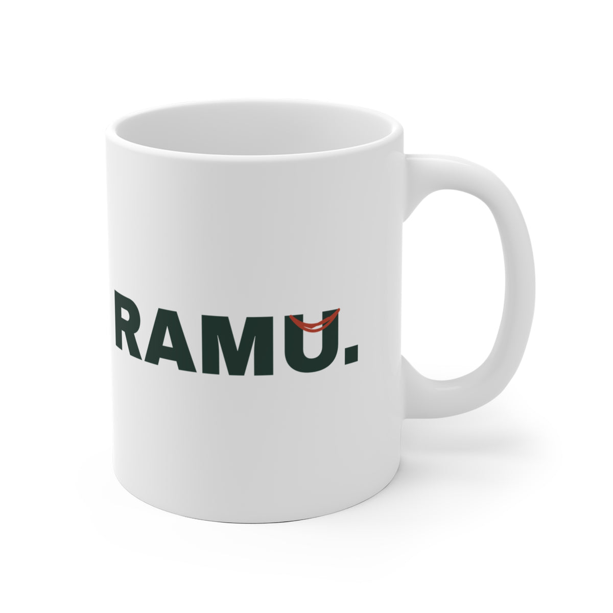Keraminis puodelis „Ramu.“ – dizainas iš dešinės, rankenėlė dešinėje